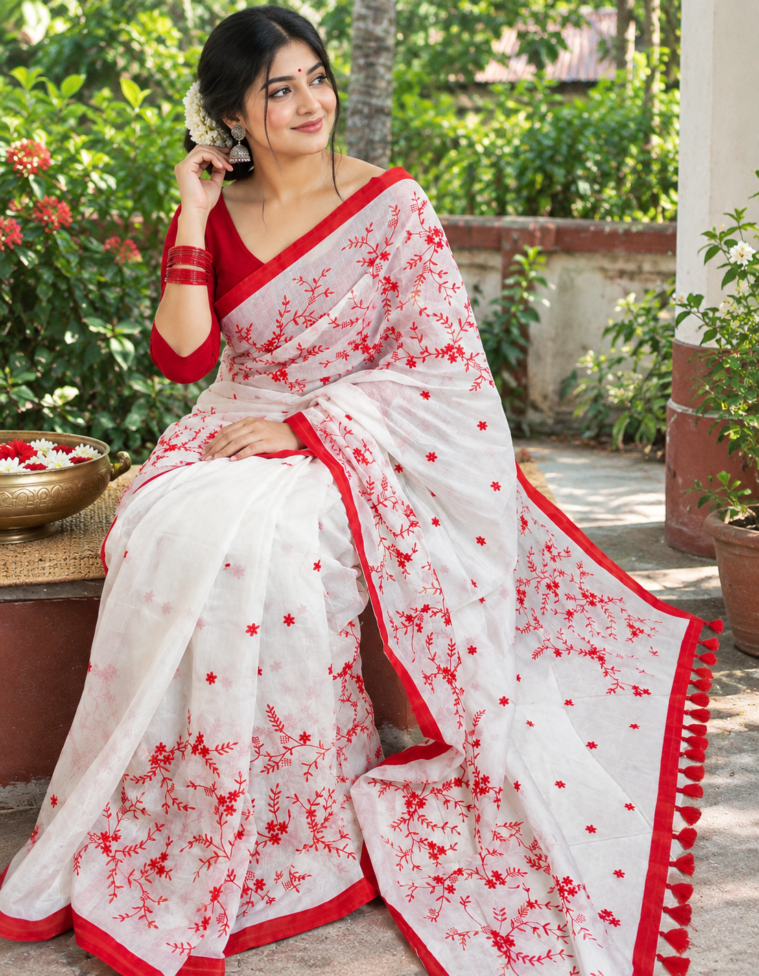 Halfsilk Embroidery Saree Em-111